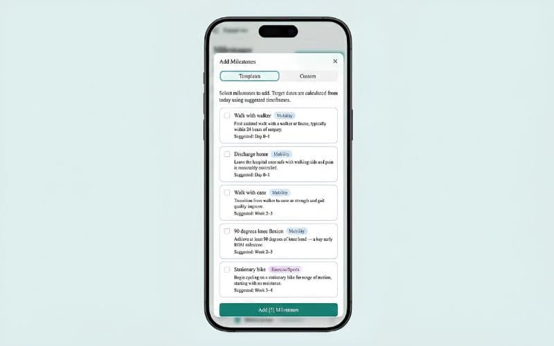Recovery Milestones screenshot